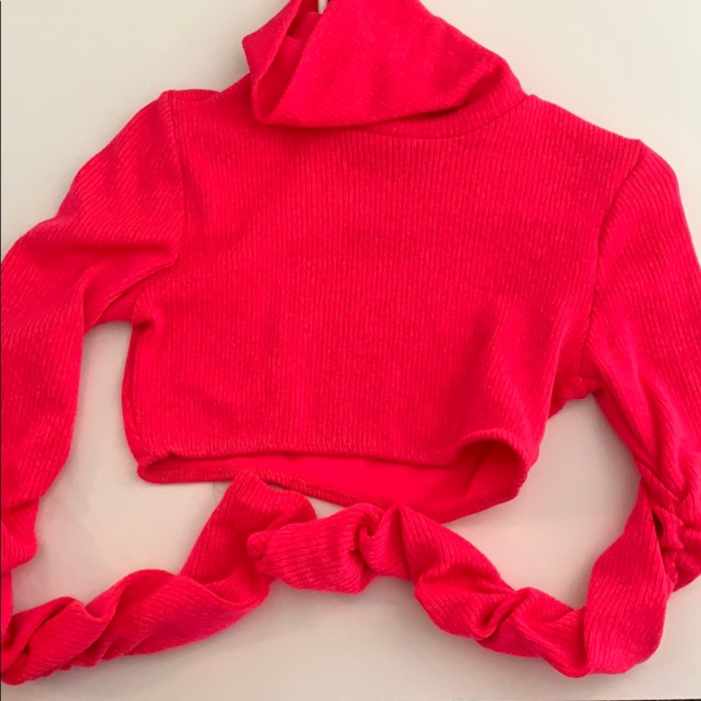 Neon Pink Kloset Envy Crop Top Turtle Neck